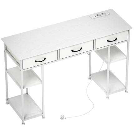 Schreibtisch mit Ladestation, Schubladen und Ablagen