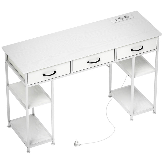 Schreibtisch mit Ladestation, Schubladen und Ablagen