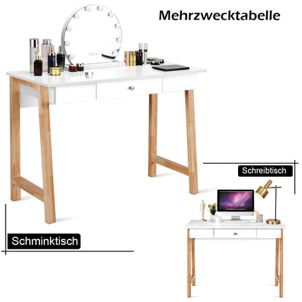 Psací stůl se zásuvkou, počítačový stůl, toaletní stolek, kancelářský stůl, 106 x 50 x 75.5 cm, přírodní