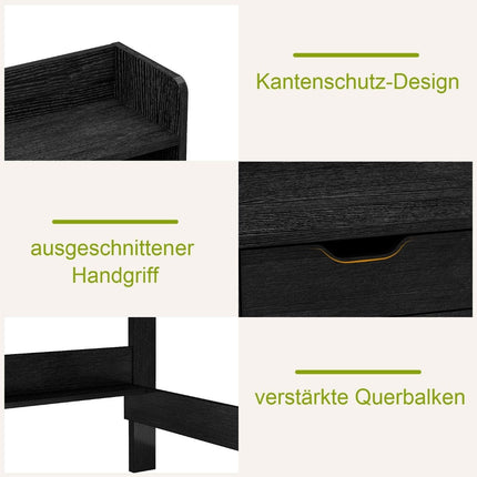 Schreibtisch mit Steckdosen Kleiner Computertisch mit Aufsatz 95 x 56 x 109,5 cm Schwarz