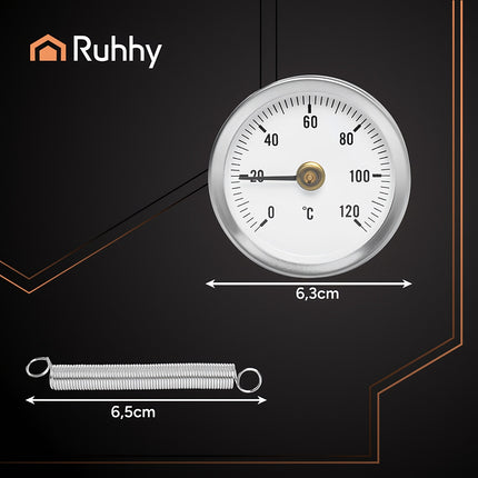 Dial Thermometer for 0-120C Ovens, Pipe Mount