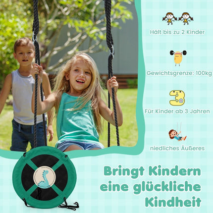Nestschommel diameter 100 cm met verstelbare touwen, hangschommel, kinderschommel, ronde schommel, groen