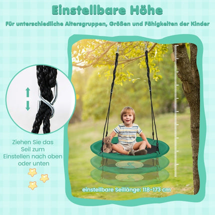 Nestschommel diameter 100 cm met verstelbare touwen, hangschommel, kinderschommel, ronde schommel, groen