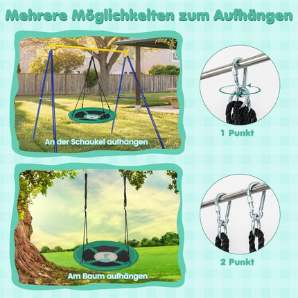 Nestschommel diameter 100 cm met verstelbare touwen, hangschommel, kinderschommel, ronde schommel, groen