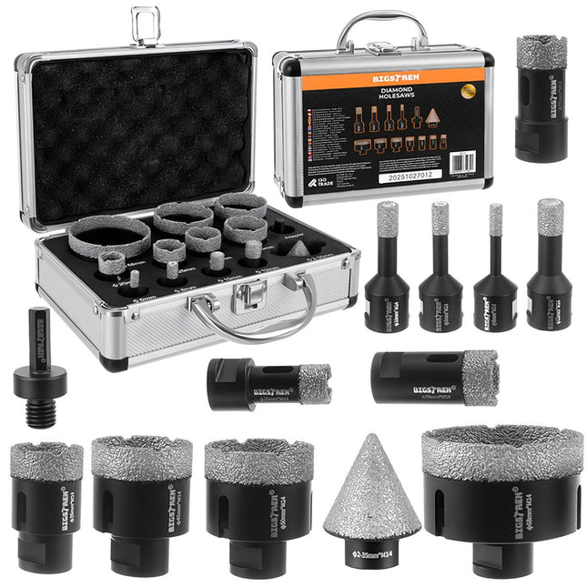Diamant-Lochsägen-Set, 13-teilig, 6-68 mm, M14-Gewinde