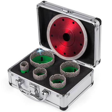 Diamond Hole Saw Set, 5-Piece M14, 22–65 mm for Tile, Granite