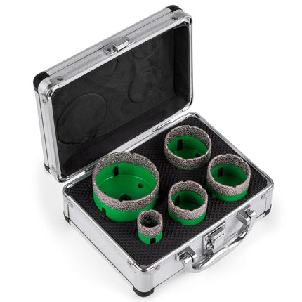 Diamond Hole Saw Set, 5-Piece M14, 22–65 mm for Tile, Granite