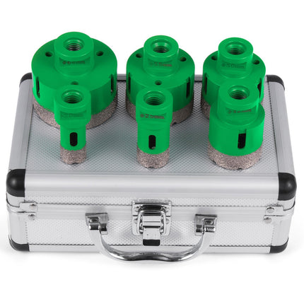 Diamond Hole Saw Set, 6-Piece, 20–68 mm, M14 Thread, Tile, Granite