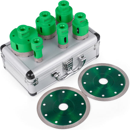 Diamond Hole Saw Set, M14, 20–68 mm, 8-Piece