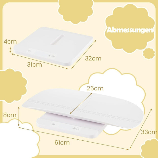 Digitale Babywaage mit abnehmbarer Ablage, 50g–150kg Messbereich