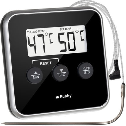 Digitales Küchenthermometer mit Sonde, LCD-Display
