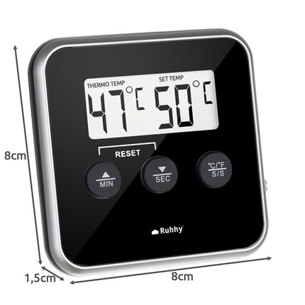Digitales Küchenthermometer mit Sonde, LCD-Display