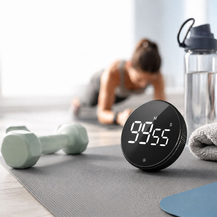 Digital Kitchen Timer, LED Display, Black, Magnetic
