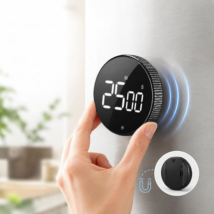 Digital Kitchen Timer, LED Display, Black, Magnetic