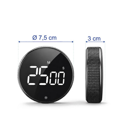 Digital Kitchen Timer, LED Display, Black, Magnetic