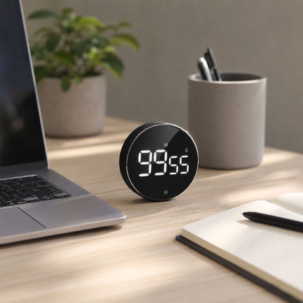 Digital Kitchen Timer, LED Display, Black, Magnetic