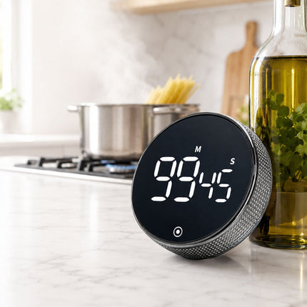 Digital Kitchen Timer, LED Display, Black, Magnetic