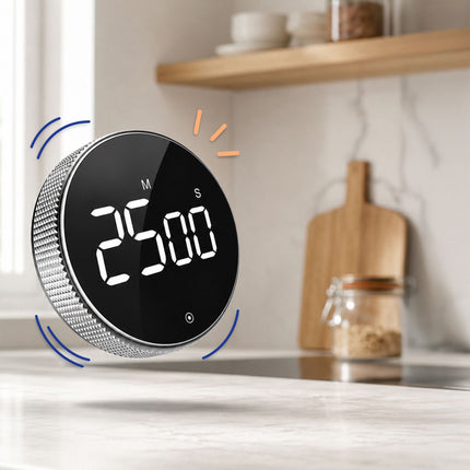 Digitální kuchyňská minutka, LED displej, magnetická, stříbrná