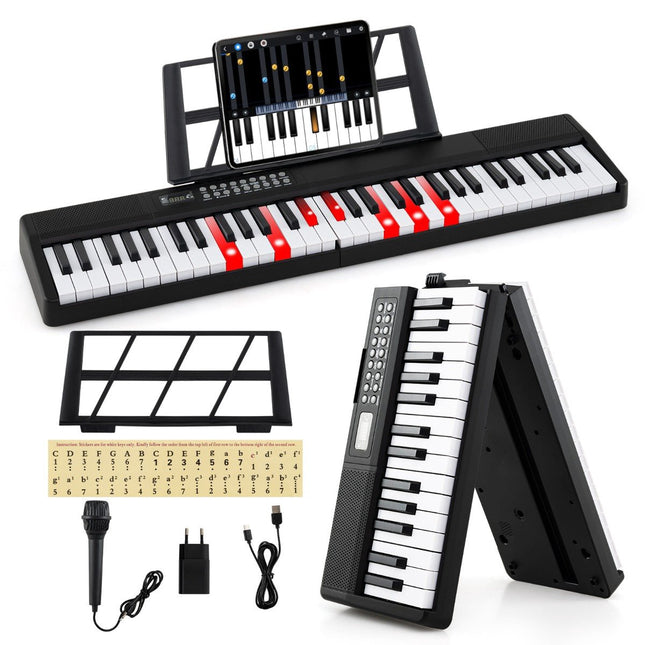 Digitales Pianokeyboard, 61 Tasten, faltbar, Split, Mikrofon