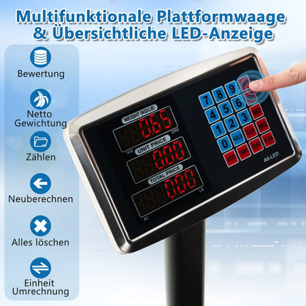 Digitale Plattformwaage 300kg, 50g, Preisrechnung LB/KG