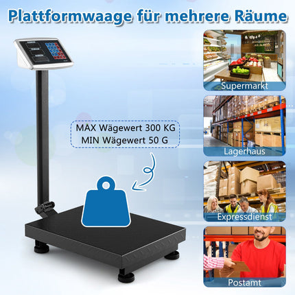 Digitale Plattformwaage 300kg, 50g, Preisrechnung LB/KG