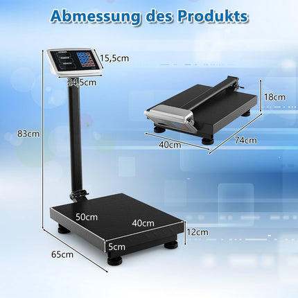 Digitale Plattformwaage 300kg, 50g, Preisrechnung LB/KG