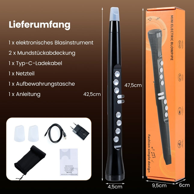 Digitales Saxophon mit Wireless MIDI, 100 Sounds, Schwarz