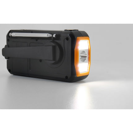 Digitales Kurbelradio. LED-Lampe, Solarpanel und BT