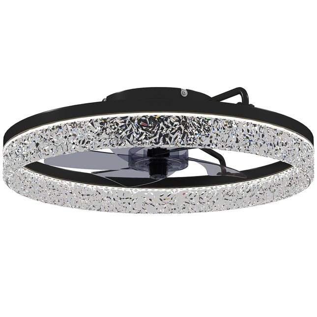Dimmbarer LED-Deckenventilator mit Fernbedienung, Schwarz, 50 cm Durchmesser