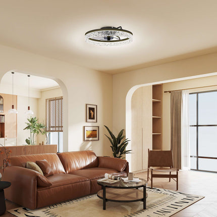 Dimmable LED Ceiling Fan with Remote, Black, 50cm Diameter
