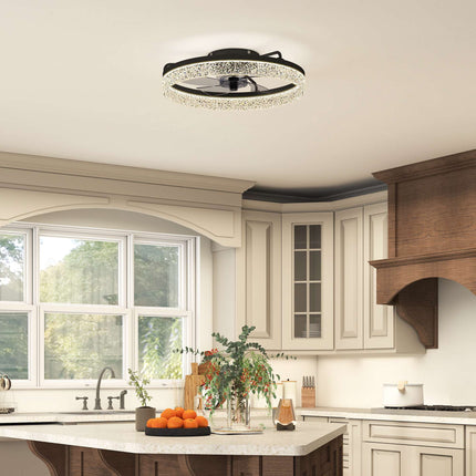 Dimmable LED Ceiling Fan with Remote, Black, 50cm Diameter