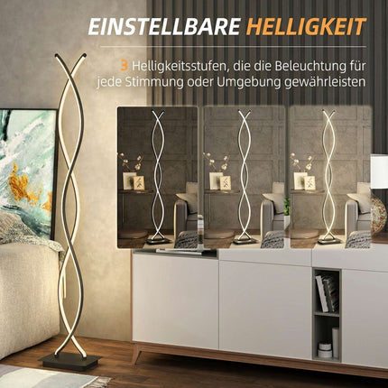 Dimmable LED Floor Lamp, Black Double Spiral Design