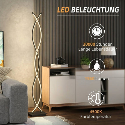 Dimmable LED Floor Lamp, Black Double Spiral Design