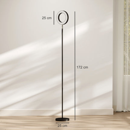 Dimmable RGB Floor Lamp 42 W with Rotating Ring Head, Voice Control, Black