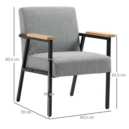 Sessel in grauer Leinenoptik - Ohrensessel, Relax, 64,5x70x83,5 cm