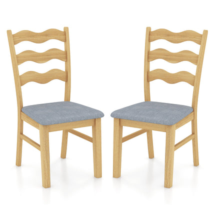 Esszimmerstuhl 2er-Set, Leinenbezug, Kautschukholzrahmen