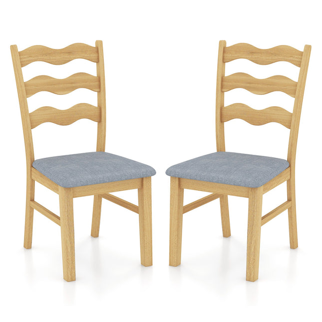 Esszimmerstuhl 2er-Set, Leinenbezug, Kautschukholzrahmen
