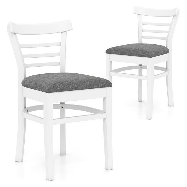Esszimmerstuhl-Set 2-teilig, gepolstertes Kunstleder, Kautschukholz, Weiß