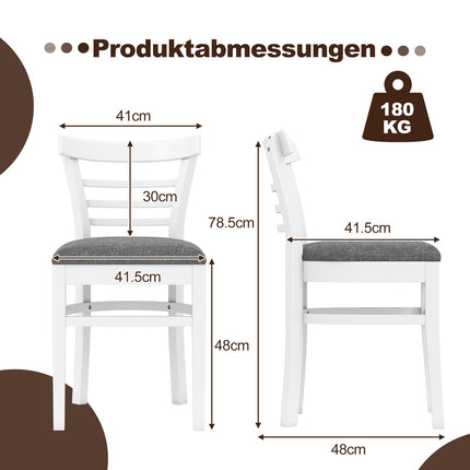 Jídelní židle, sada 2 ks, čalounění z umělé kůže, kaučukovník, bílá