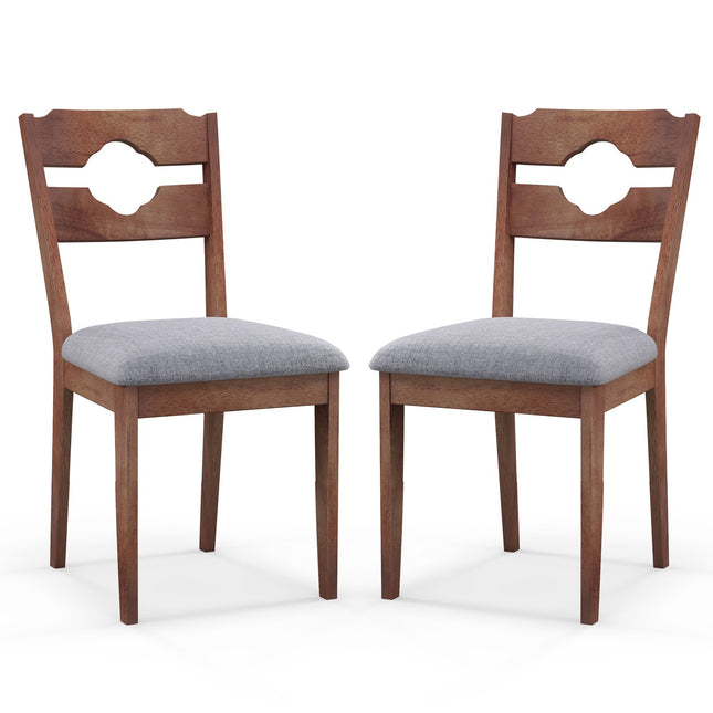 Esszimmerstuhl 2er-Set, gepolsterter Stoff, hoher Rücken, Grau