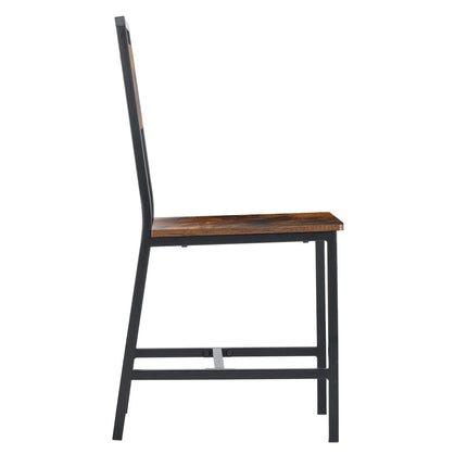 Dining Chairs Set Of 2 – Metal Frame, MDF Seat, Brown