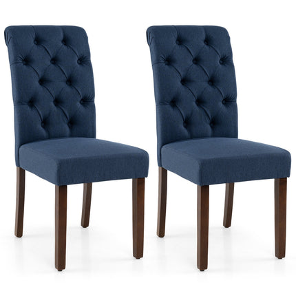 Esszimmerstühle 2er-Set, blau gepolstert, Holzbeine, 150 kg