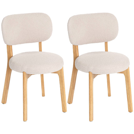 Esszimmerstühle, 2er-Set Creme Bouclé mit Holzbeinen