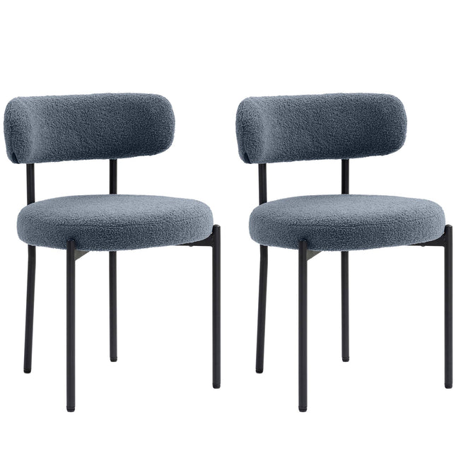 Esszimmerstühle 2er-Set, Fleece-Polsterung, Metallbeine, Grau