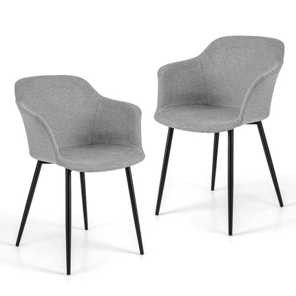 Dining Chairs Set of 2, Light Grey, Ergonomic Backrest