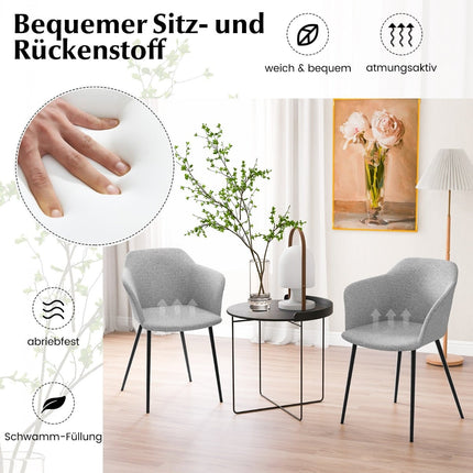Dining Chairs Set of 2, Light Grey, Ergonomic Backrest