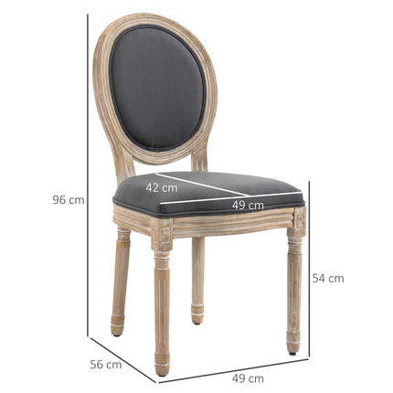 Dining Chairs Set of 2, Linen Look, Grey + Natural