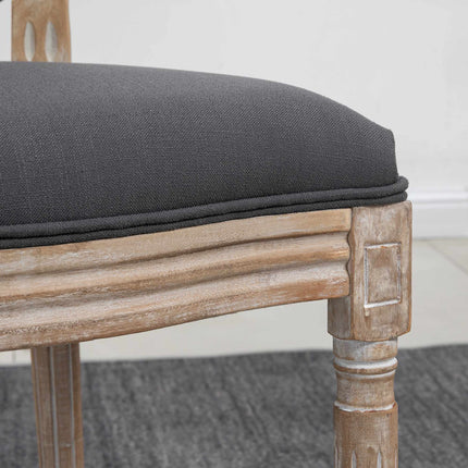 Dining Chairs Set of 2, Linen Look, Grey + Natural