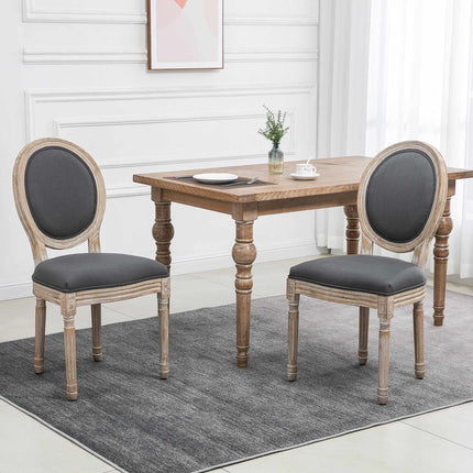 Dining Chairs Set of 2, Linen Look, Grey + Natural