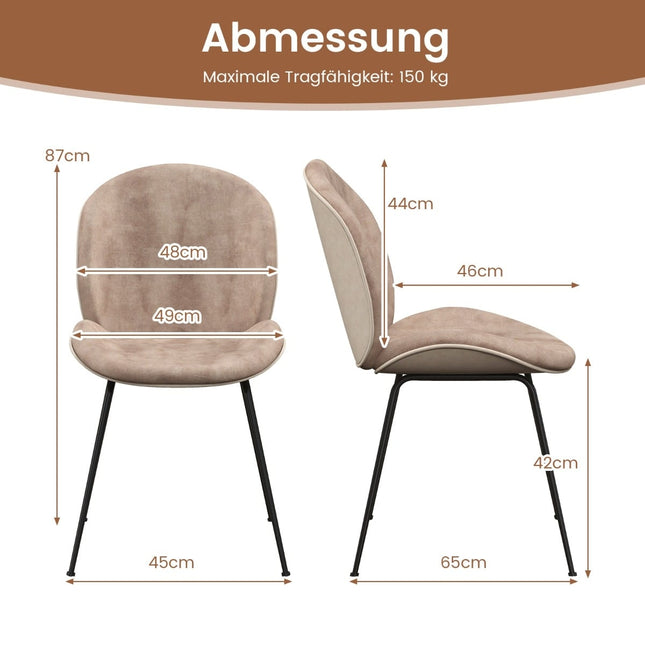 Esszimmerstühle 2er Set, Metallgestell, Samt, 150kg Tragkraft